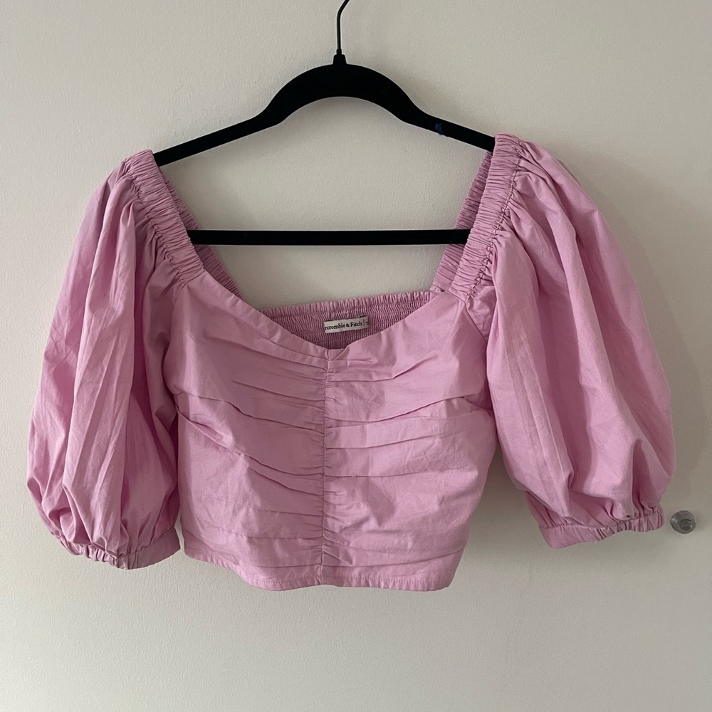 Abercombie Pink Puff Sleeve Top - Picture 1 of 6